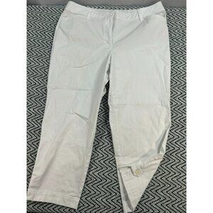 Talbots Women's White Capri Pants Button Hem Detail Size 12P Polka Dot Lining